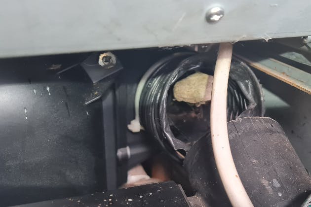 Wasp nest inside oil boiler, not serviced or used in two years